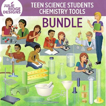Preview of High School Students Doing Science Activities & Chemistry Clip Art Bundle