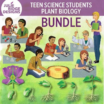 Preview of High School Students Doing Science Activities & Plant Biology Clip Art Bundle