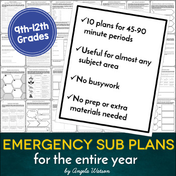 Preview of No-Prep Emergency Sub Plans for High School