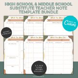High School Substitute Teacher Note Bundle | Editable | Mi