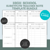 High School Substitute Teacher Note Bundle | Grayscale Mod