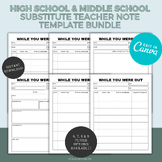 High School Substitute Teacher Note Bundle | Middle School
