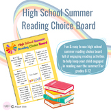 High School Summer Reading Choice Board