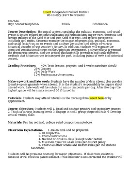 Preview of High School Syllabus- Editable