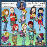 High School  clip art- color and B&W