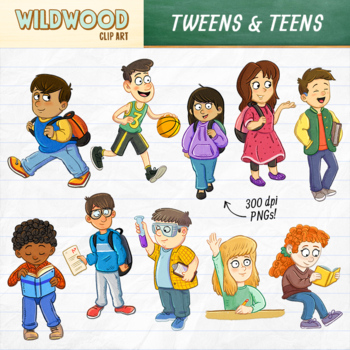 Preview of High School & Middle School Tweens & Teens Clip Art Set