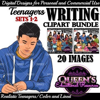 Clipart - High School Teens Writing Bundle (Sets 1-2)