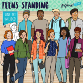 High School Teens Standing Clipart