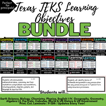 Preview of High School Texas TEKS Learning Objectives Bundle | 9-12th | State Standards