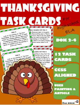 Preview of High School Thanksgiving Activity: Task Cards