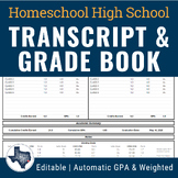High School Transcript & Grade Book | Homeschool, Editable