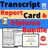 High School Transcript Report Card and Diploma Bundle Reso