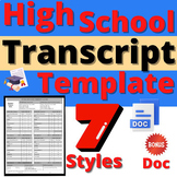 High School Transcript Resource Template Editable Printabl