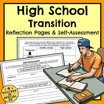 Preview of Back to School High School Transition Reflections Self Assessment Pages
