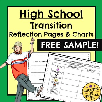 Preview of Back to School High School Transition Worksheets Reflection and Charts Pages