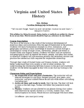 Preview of High School - US History Syllabus