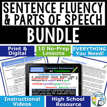Preview of Types of Sentence - Sentence Structure - Sentence Fluency - Parts of Speech
