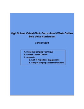 Preview of High School Virtual Choir Curriculum 9 Week Outline Solo Voice Curriculum (Pack)