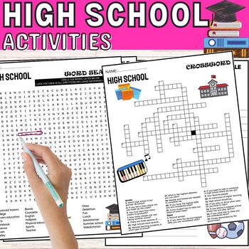 Preview of High School Vocabulary Fun Worksheets,Puzzles,Wordsearch & Crosswords