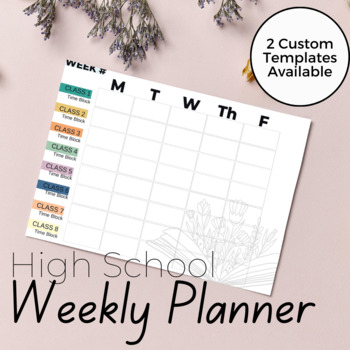 Preview of High School | Weekly Planner | Printable | Customizable | Canva Template