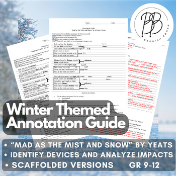 Preview of High School - Winter/Christmas Poetry Annotation Guide- Scaffolded Close Reading
