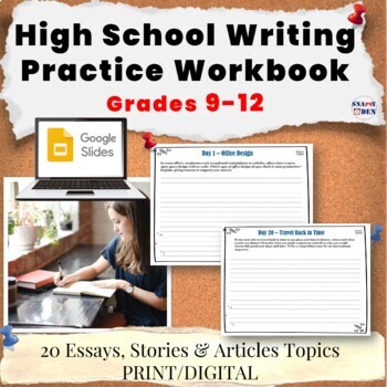 Preview of High School Writing Practice Prompts - Write Daily NO PREP Workbook