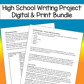 Preview of High School Writing Project Digital and Print Bundle