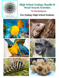 High School Zoology - 76 Word Search Worksheets – Bundle B
