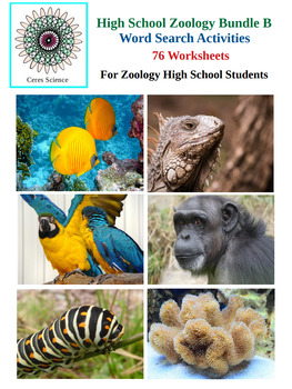 Preview of High School Zoology - 76 Word Search Worksheets – Bundle B