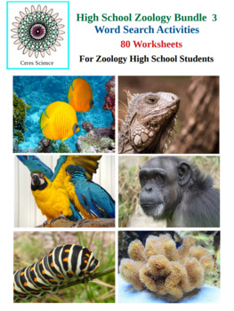 Preview of High School Zoology - 80 Word Search Worksheets – Bundle 3