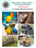High School Zoology - 80 Word Search Worksheets – Bundle 3