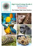 High School Zoology - 89 Matching Worksheets - Bundle A