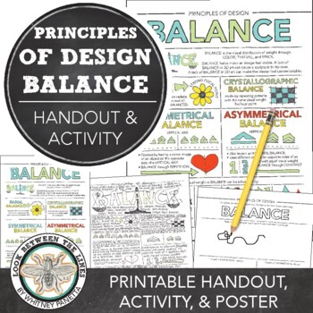 Preview of Principles of Design Balance Worksheet, Poster for Middle, High School Art