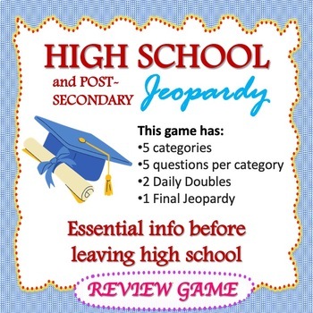 Preview of High School and Post-Secondary Jeopardy | End of Year | College Prep