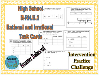 Preview of High School rational and irrational numbers -N-RN.B.3 - SBAC - Editable