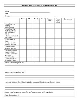 Preview of High School self assessment template