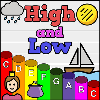 Preview of High and Low (Kindergarten Concepts) - Boomwhacker Video and Sheet Music Bundle