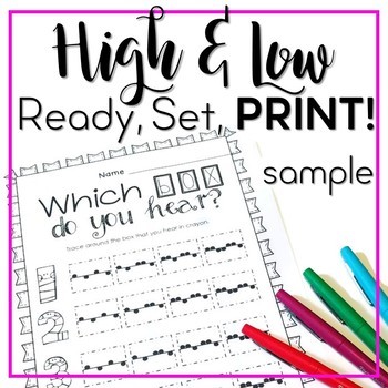 Preview of High and Low - Ready Set Print! {FREE Preview}