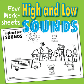 Preview of High and Low Sounds Coloring Worksheet