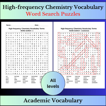 Preview of High-frequency Chemistry Words | Word Search Puzzles Activities | All levels