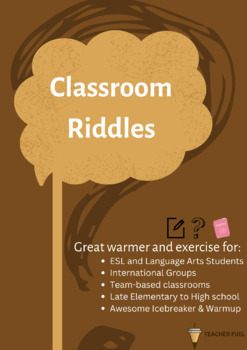 Preview of B1 Riddles for High school & International Classes-  Great Warmer/Icebreaker