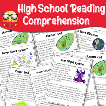 High school reading comprehension passages and questions: Google Slides™