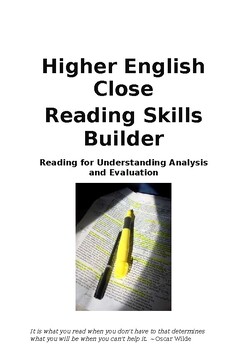 Preview of Higher English Close Reading Skills Builder / A Reading Workbook (with Answers)