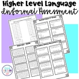 Higher Level Language Informal Assessment (Speech Therapy)