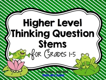 Preview of Higher Level Thinking Question Stems for Reading Comprehension