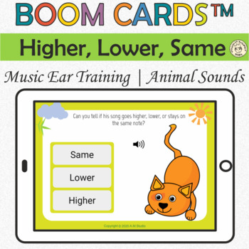 Preview of Higher Lower or Same Music Ear Training | Animal Sounds | Music Boom Cards™