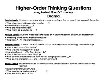 Preview of Higher-Order Drama Questions