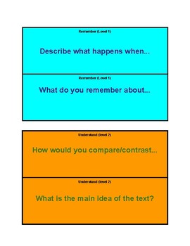 Preview of Higher Order Thinking Lap Cards