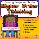 Higher Order Thinking Questions Reading Response Sheets