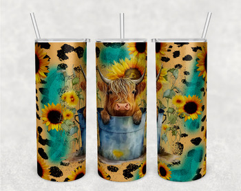 Highland Cow In The Bucket Tumbler Wraps Bundle, 20 Oz Skinny Tumbler ...